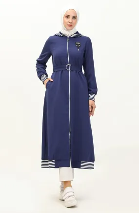 Abaya à Capuche Zippée Indigo 19126 14569