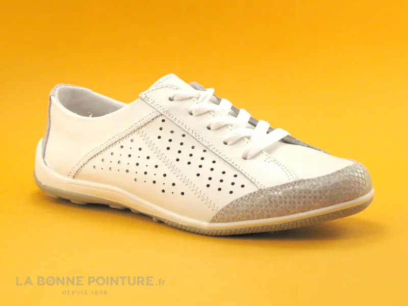 Achat chaussures Sweet R Femme Chaussure aérée, vente Sweet R MILILU Blanc Argent - cercles perfores - Chaussure basse