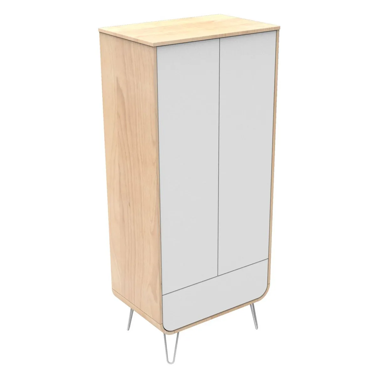Armoire 2 Portes Galopin Bambin - Bois et Blanc - Pieds Fils