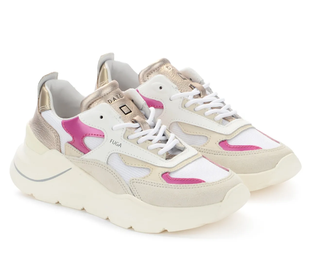 Baskets D.A.T.E. Echappée blanche et fuchsia