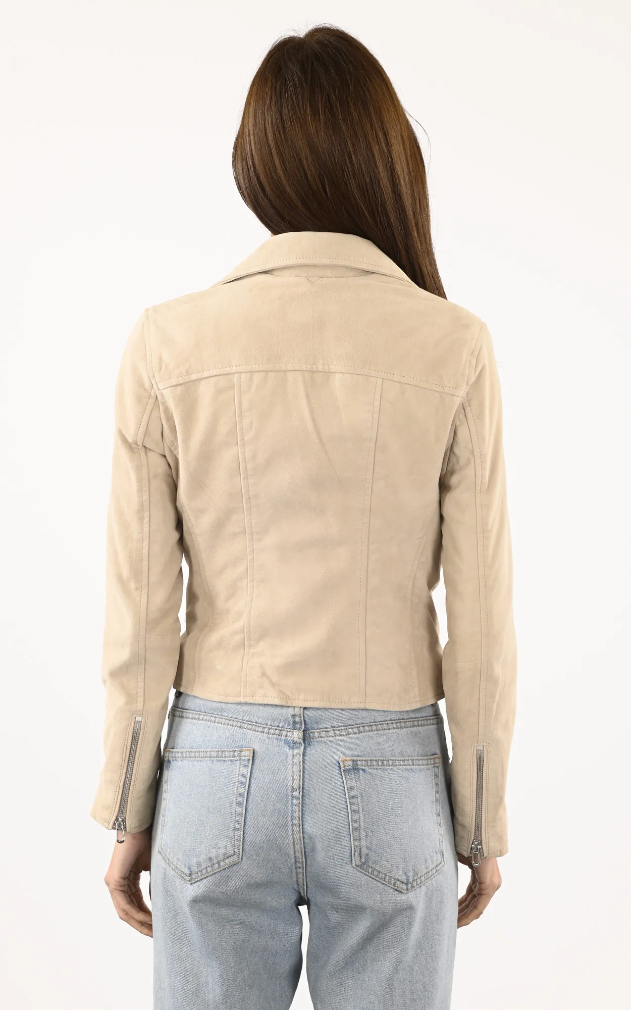 Blouson cuir velours Bonita beige Rose Garden - La Canadienne - Blousons Nubuck et Daim Beige