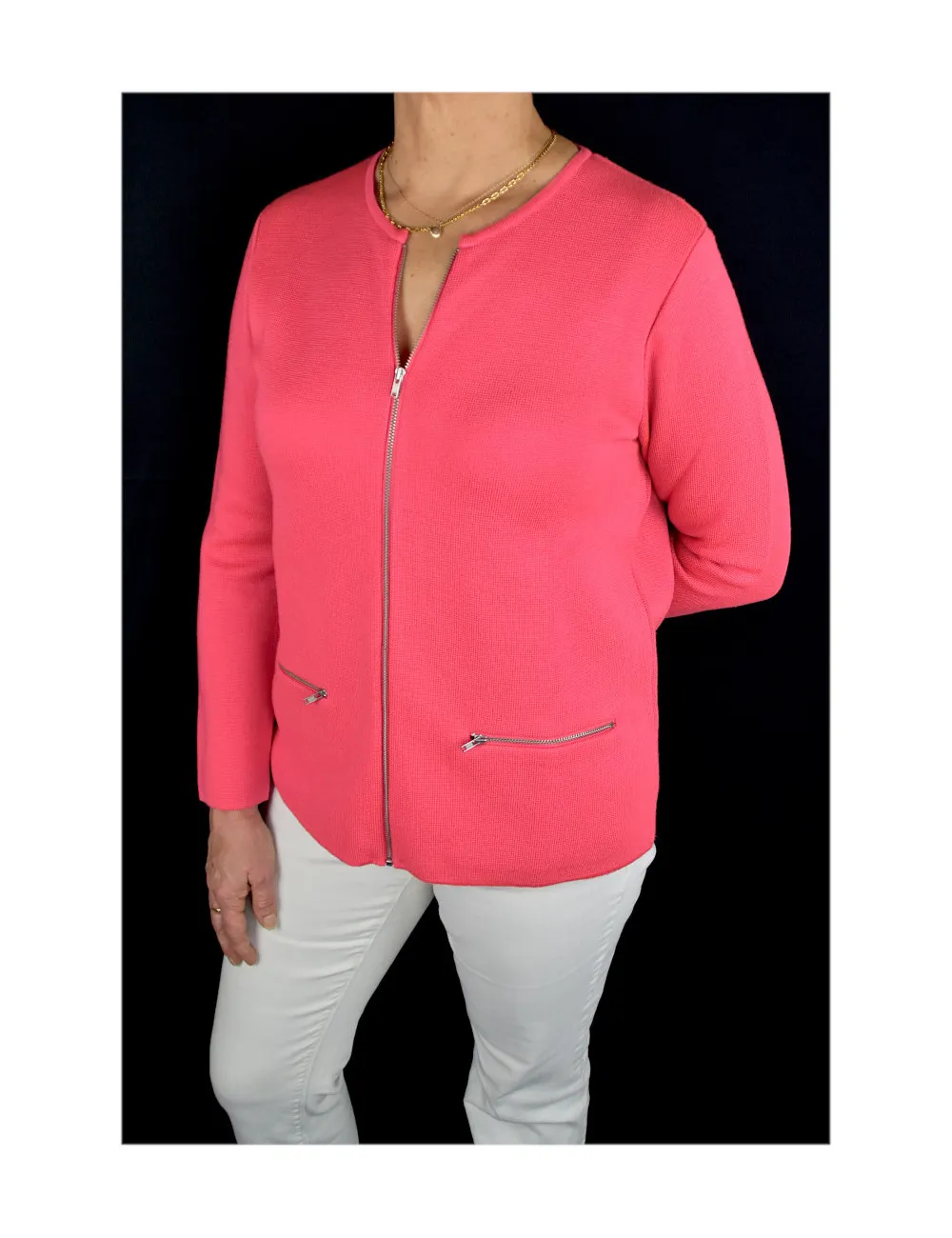 Cardigan  fermeture éclair Corail