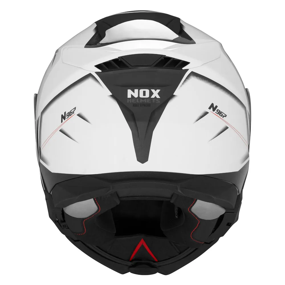 Casque Nox N967 Synchro blanc rouge, moto, modulable 22 06