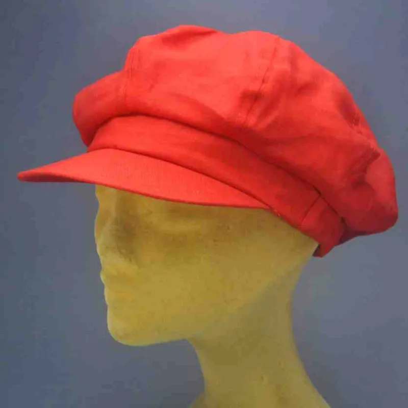 Casquette gavroche grand plateau lin coloris rubis | Casquette femme
