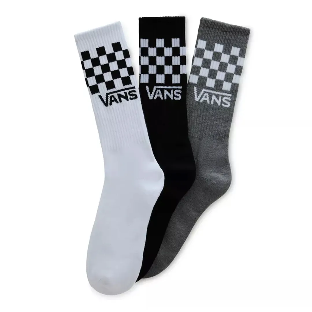 Chaussettes : VANS CLASSIC CHECK CREW PACK SOCKS black white grey - Bamboo Skateshop