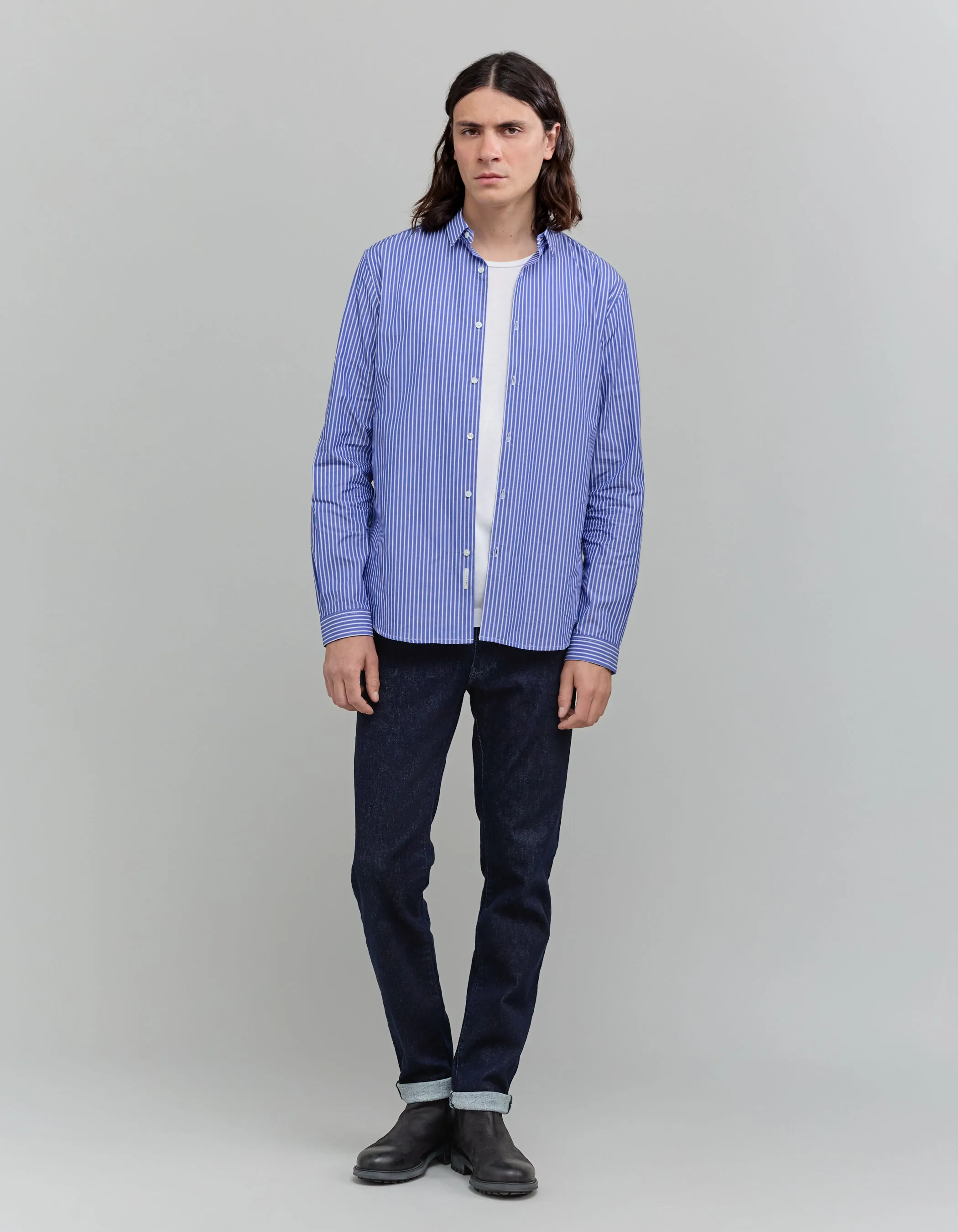 Chemise REGULAR cobalt motif rayures Homme
