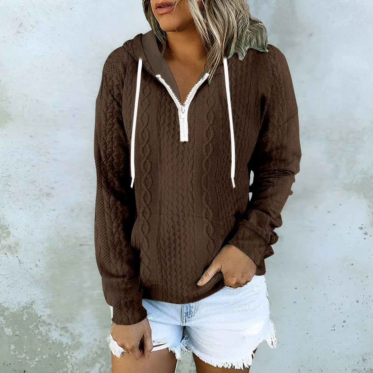 Claribel - Veste à capuche texturée avec fermeture éclair