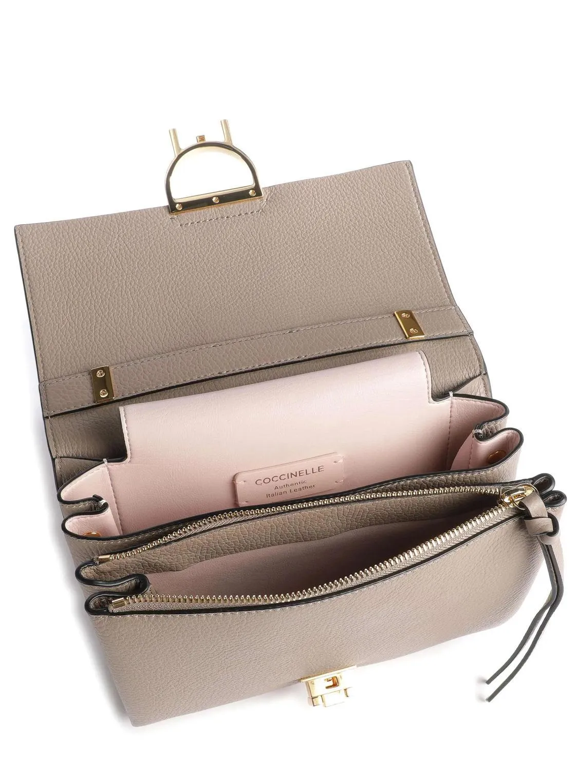 Coccinelle Arlettis Sac À Main En Cuir Martelé Taupe Chaud - Achetez À Prix Outlet!