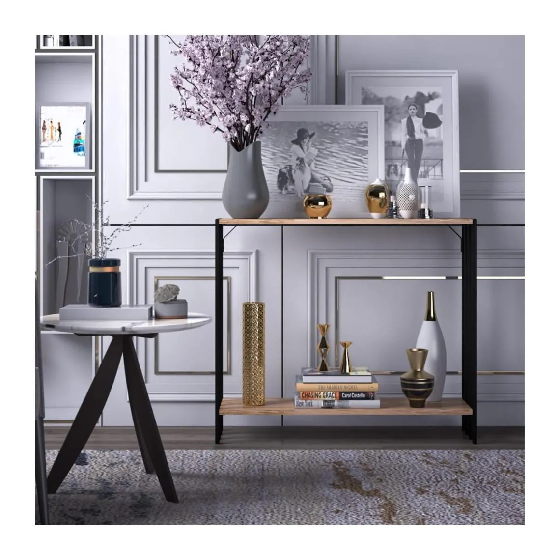 Console décor pin atlantique et noir Verona | 3 Suisses