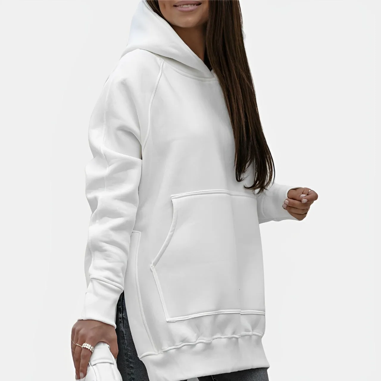 Delora - Sweat à capuche oversize avec fente latérale