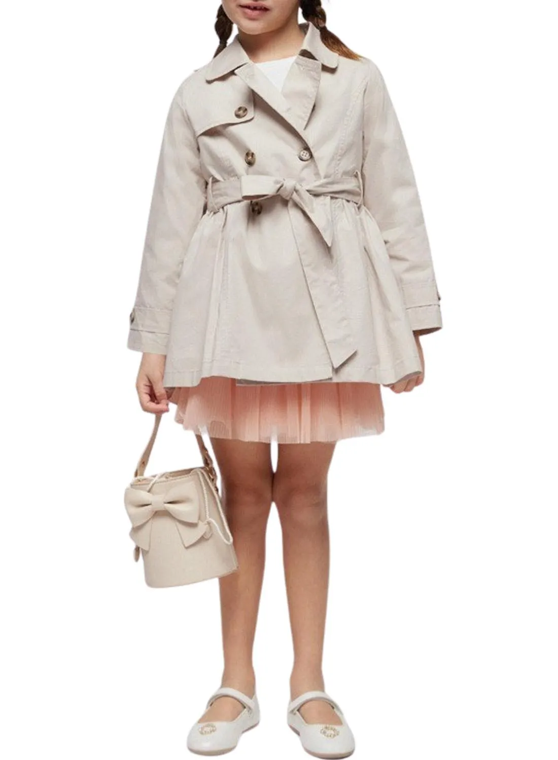 Gabardine Mayoral Noeud Beige pour Fille