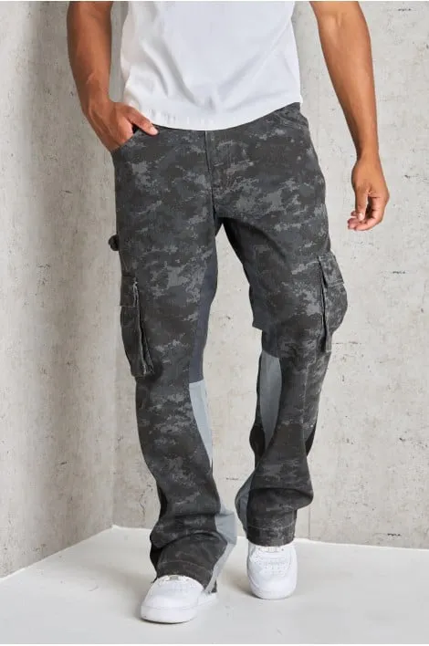 Jean noir à motif camouflage