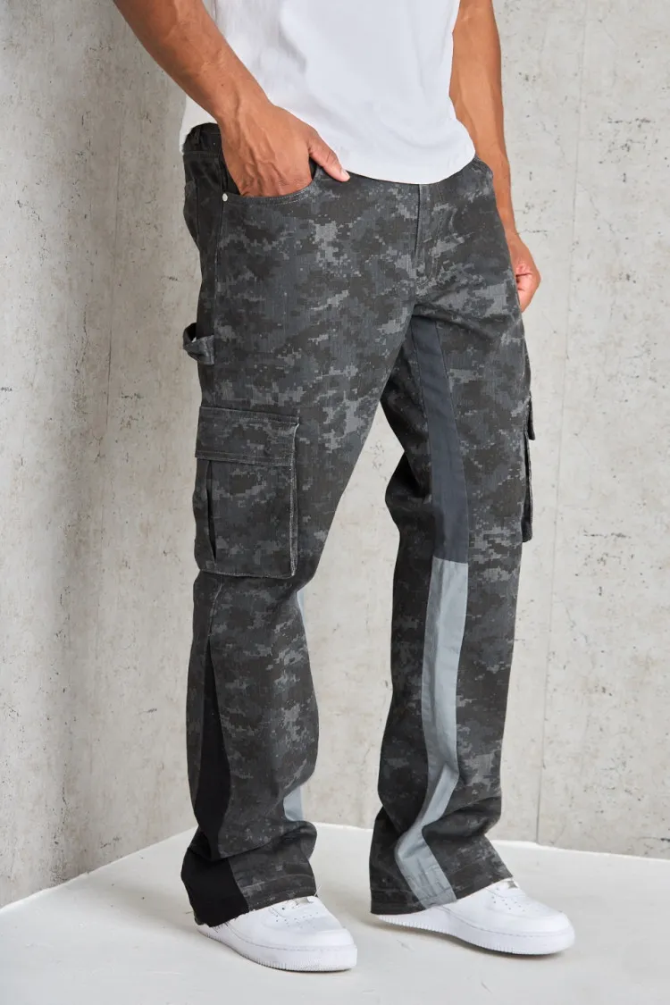Jean noir à motif camouflage