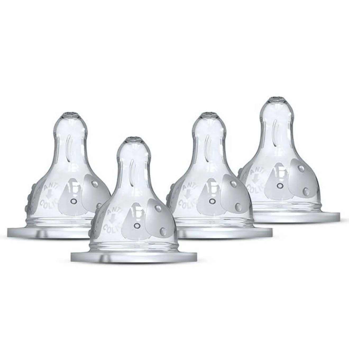 Lot de 4 tétines rondes DODIE Initiation - Débit 1 blanc - Dodie