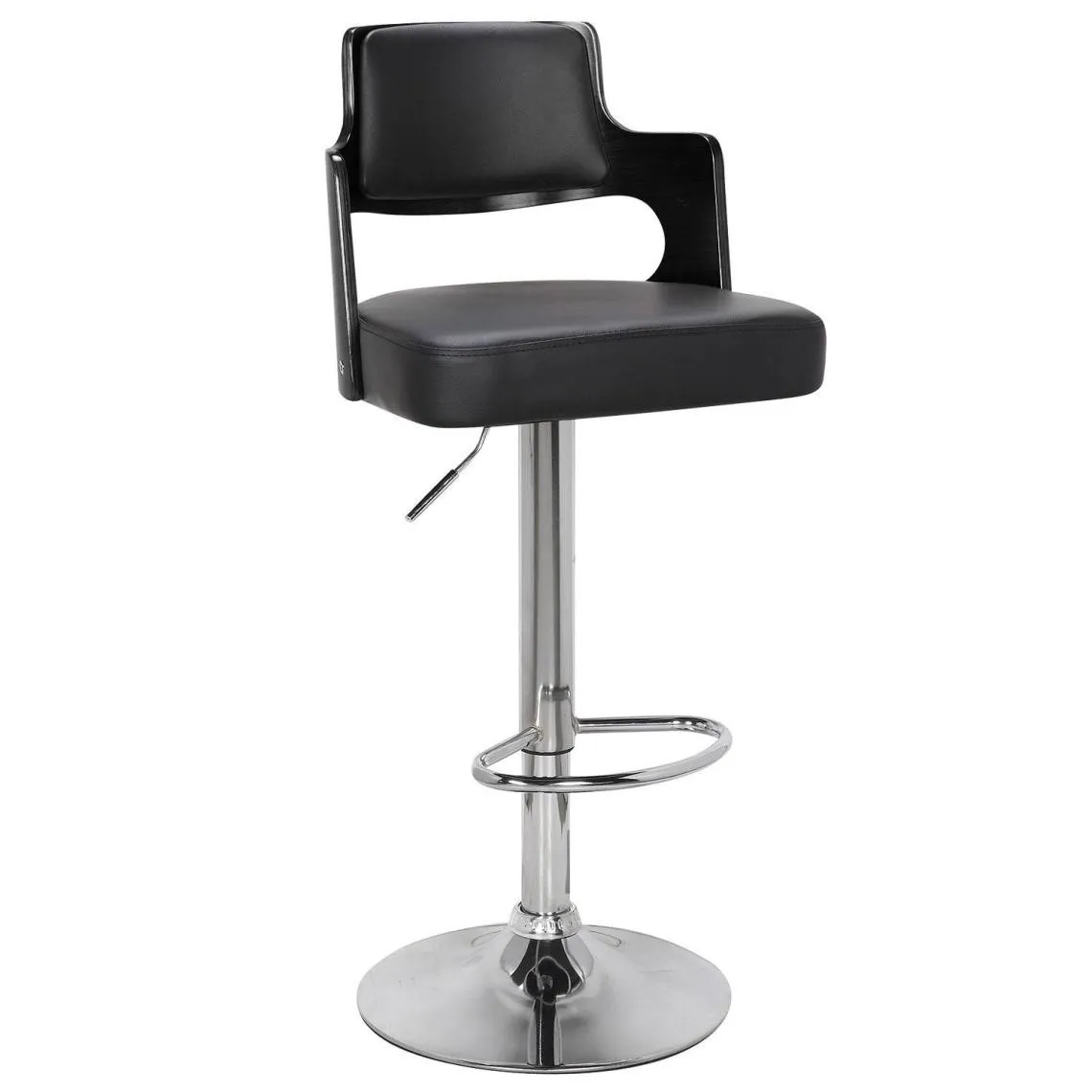 Lot de 6 chaises de bar Russel Bois Noir et Simili Noir | 3 Suisses