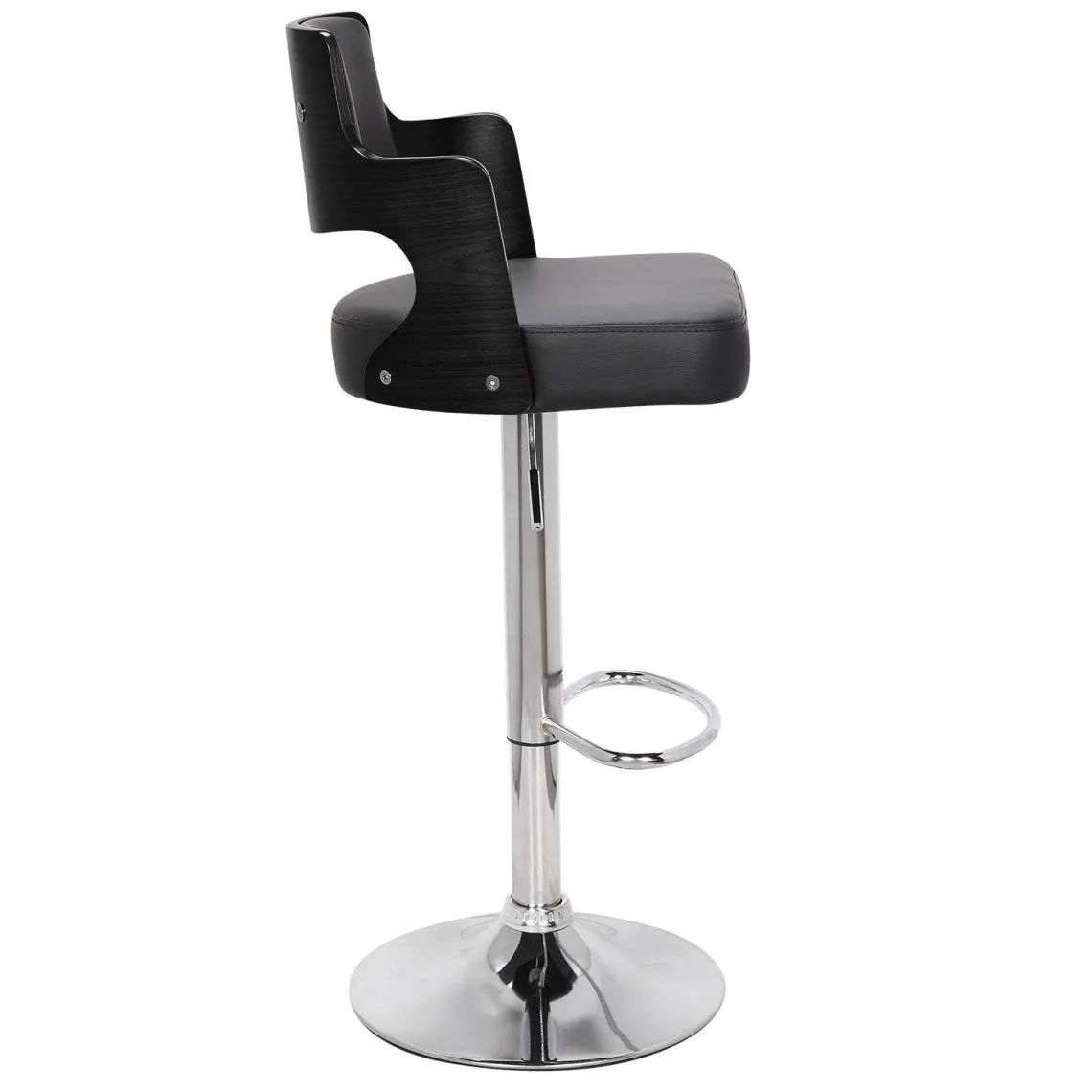 Lot de 6 chaises de bar Russel Bois Noir et Simili Noir | 3 Suisses