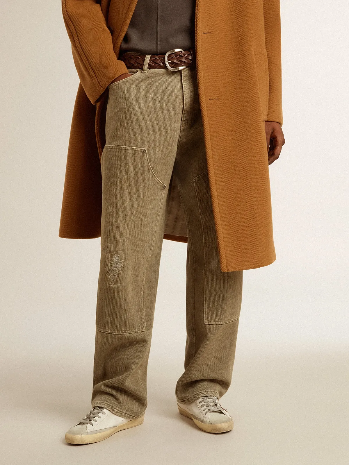 Pantalon pour homme en coton à l’effet usé | Golden Goose