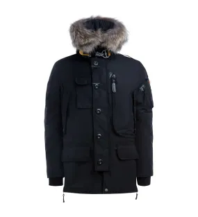 Parajumpers Parka longue Kodiak noire avec capuche bordée de fourrure