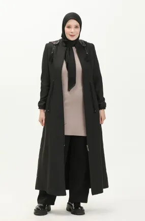 Pardessus à Capuche Grande Taille 0471-02 Noir 0471-02