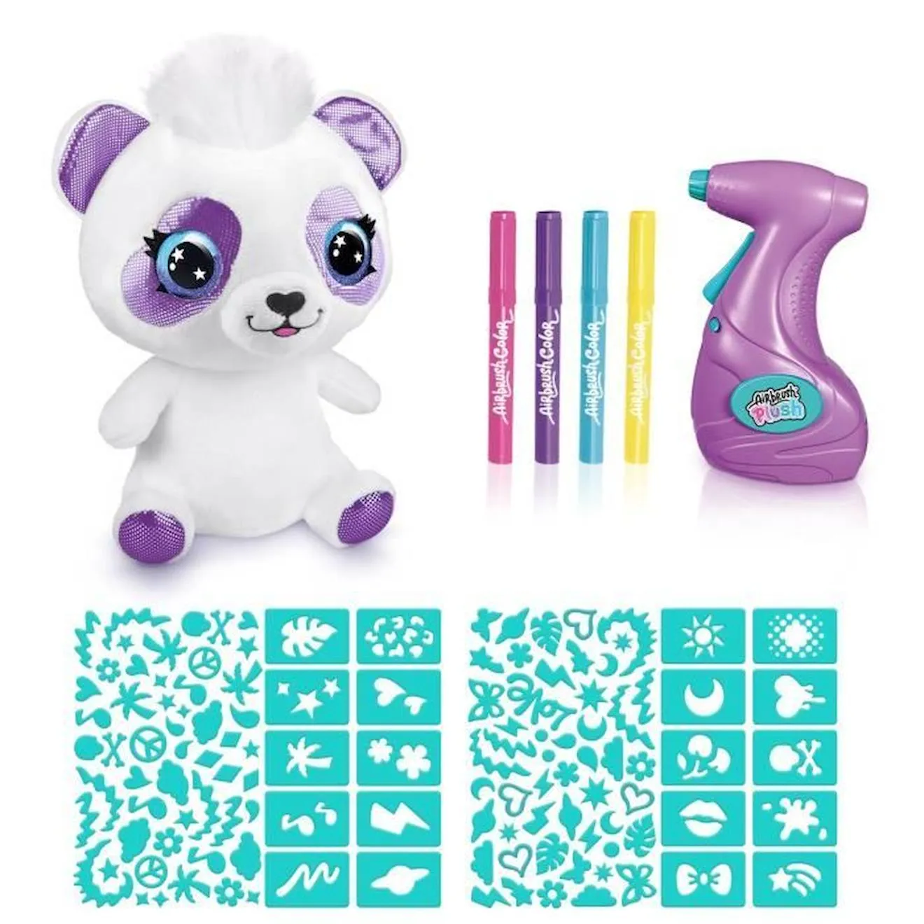 Peluche Airbrush Panda à personnaliser - Peluche spray art avec feutres et pochoirs - OFG 257 - Canal Toys blanc - Canal Toys