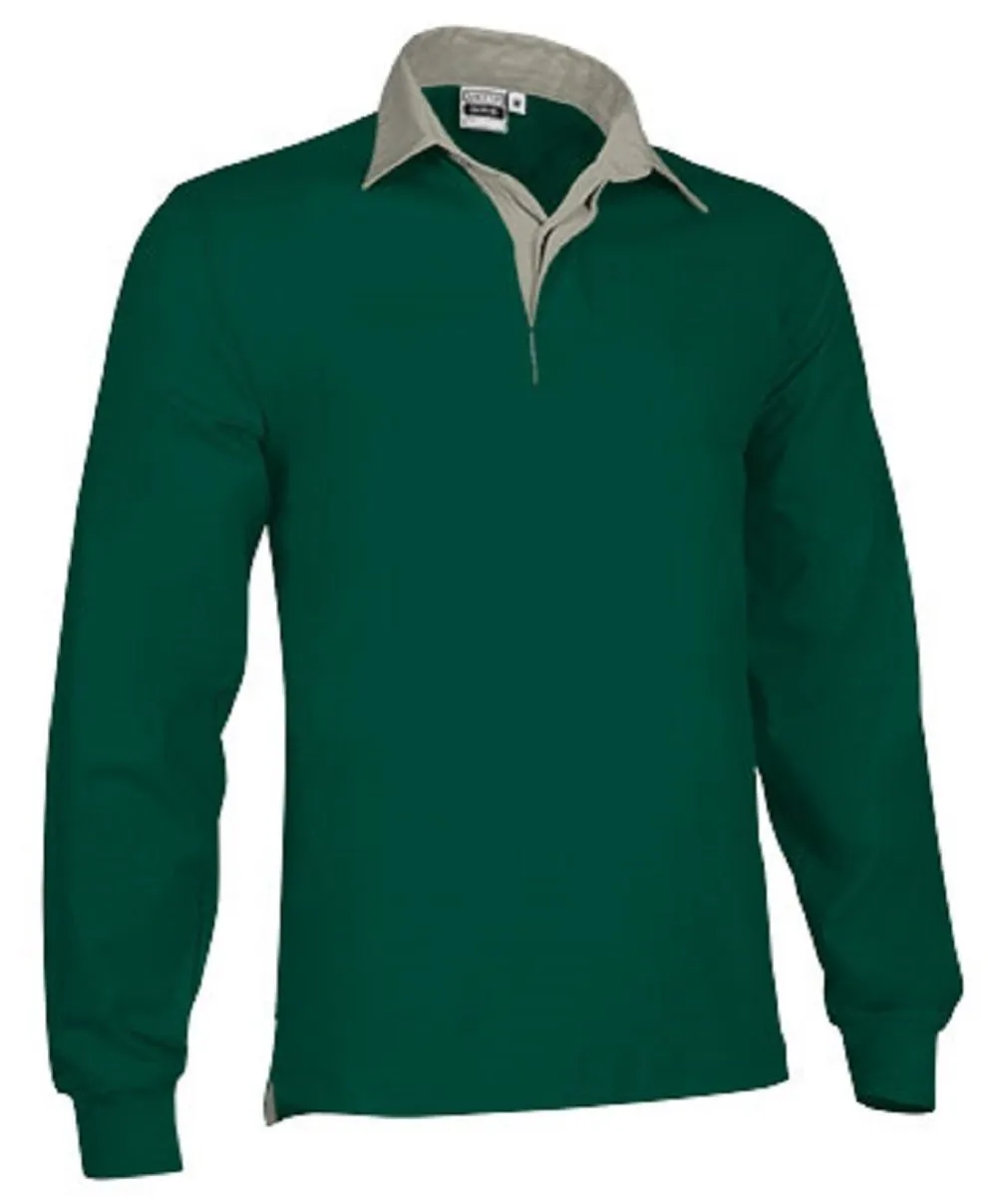 Polo rugby - Homme - réf SCRUM - vert bouteille et beige 