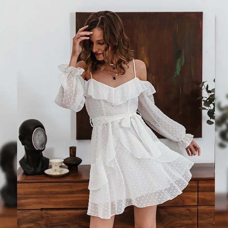 Robe Courte Blanche Volantée