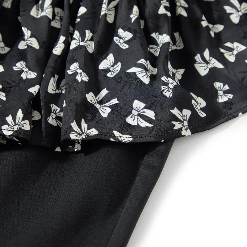 Robe à col unique avec motif floral patchwork