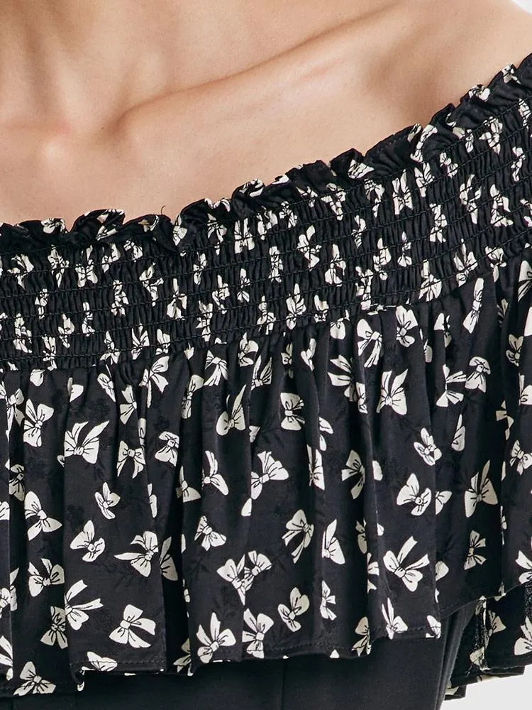 Robe à col unique avec motif floral patchwork