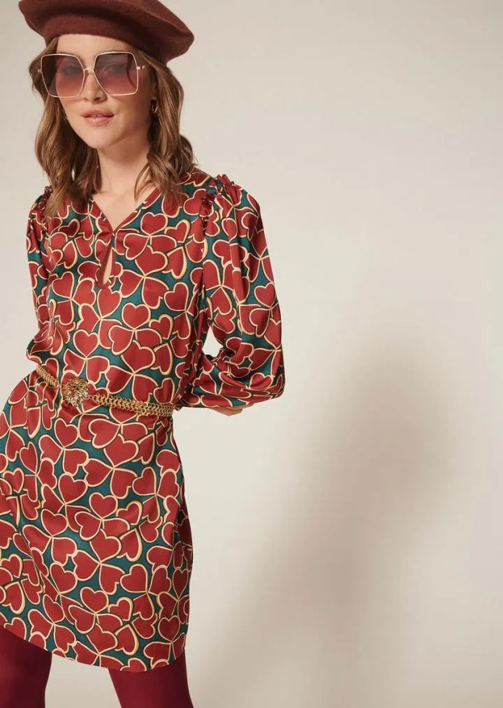 Robes TARA JARMON Femme | Robe Ruffa verte imprimée trèfles