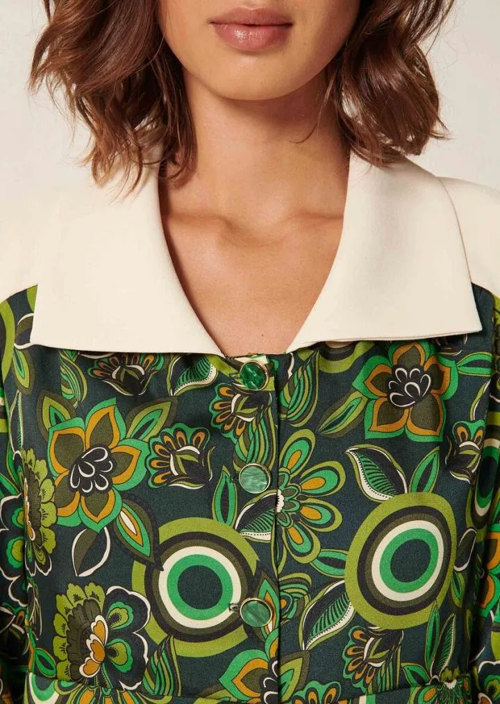 Robes TARA JARMON Femme | Robe Ruslana kaki imprimée fleurs