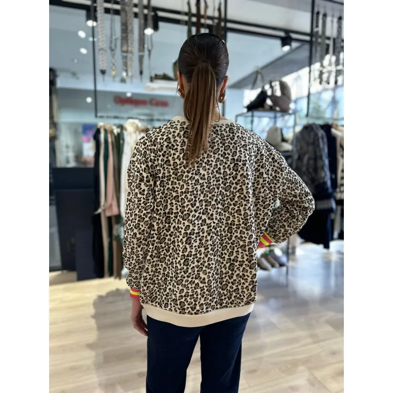 Sweat Leopard Love Beige