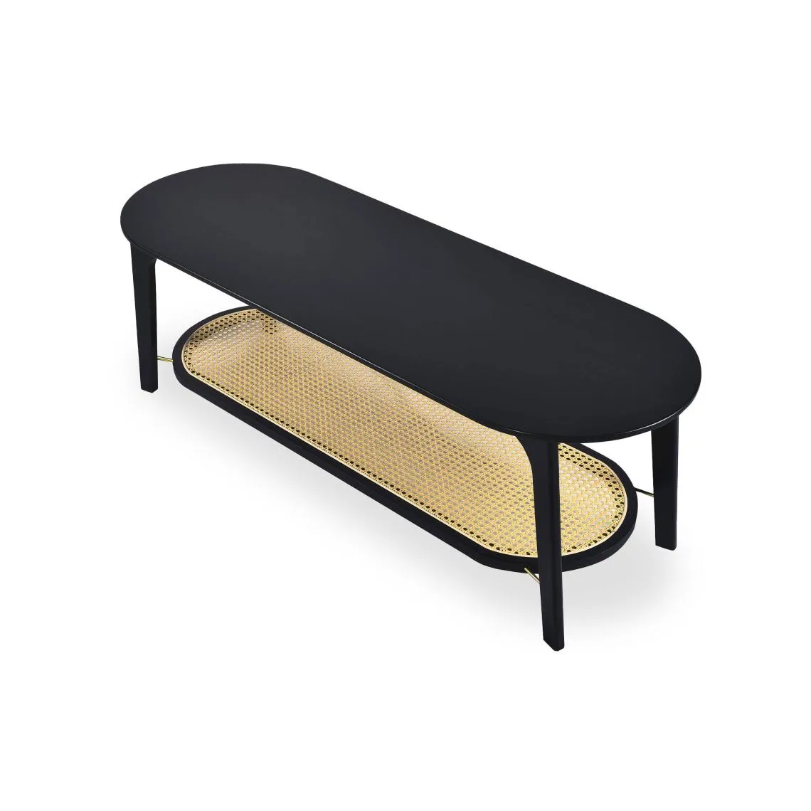 Table basse moderne Yokori en cannage et Bambou Noir | 3 Suisses