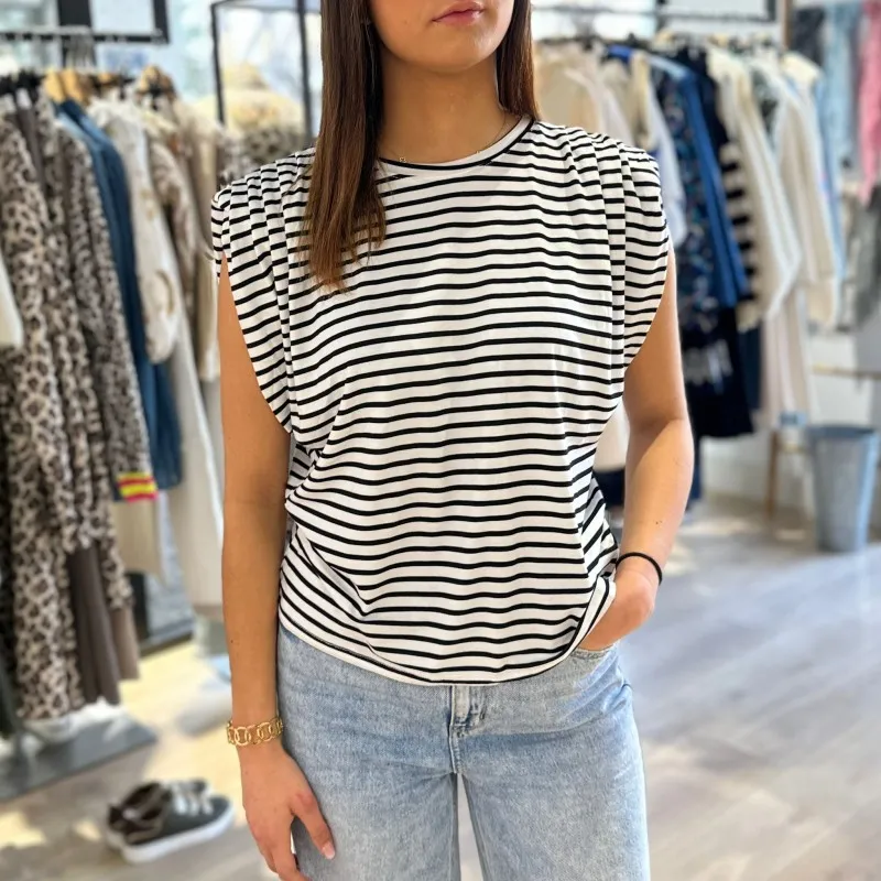 Tee Shirt Mariniere Blanc et Noir