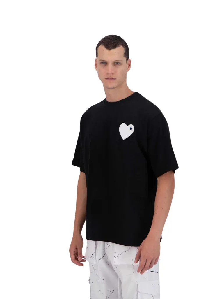 TSHIRT ADJ NOIR COEUR BLANC