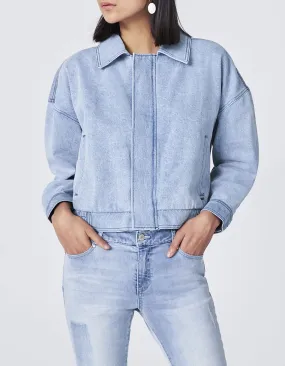 Veste en jean bio effet patch femme