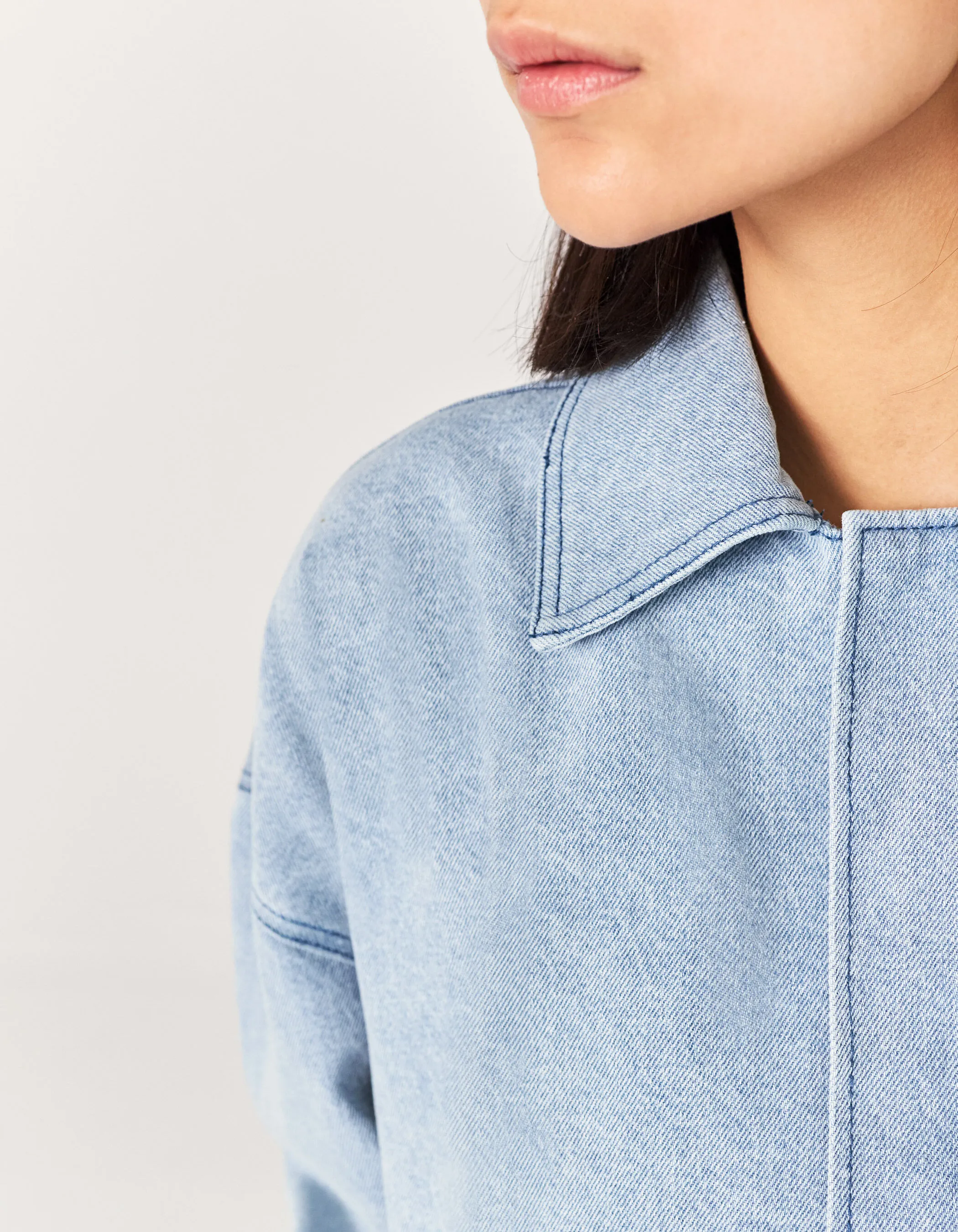 Veste en jean bio effet patch femme