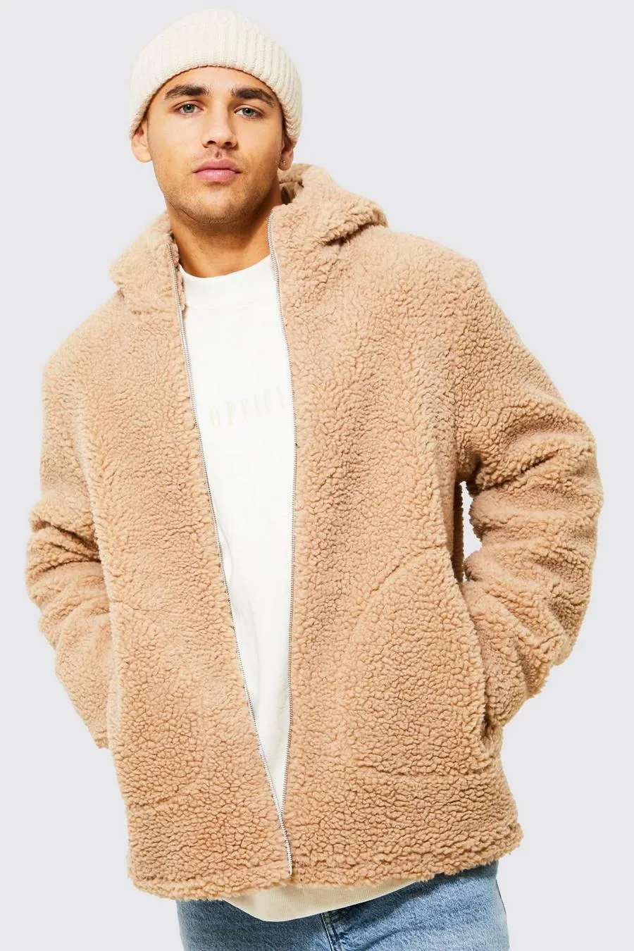 Veste moumoute à capuche zippée