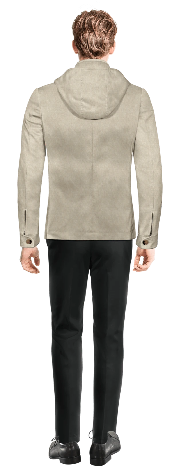 Veste saharienne en lin légère beige avec capuche